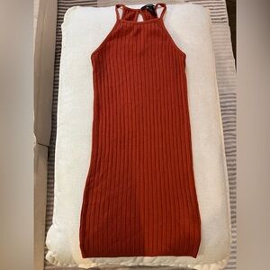 Burnt orange fitted dress XS